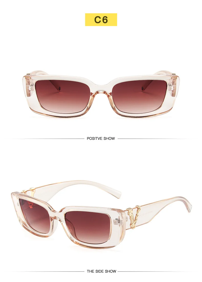 Vintage Rechteck Quadrat Sonnenbrille Frauen Marke Designer Retro Kleine Katze Auge Sonnenbrille Für Damen Klassische Schwarz Oculos De Sol – Detail 12