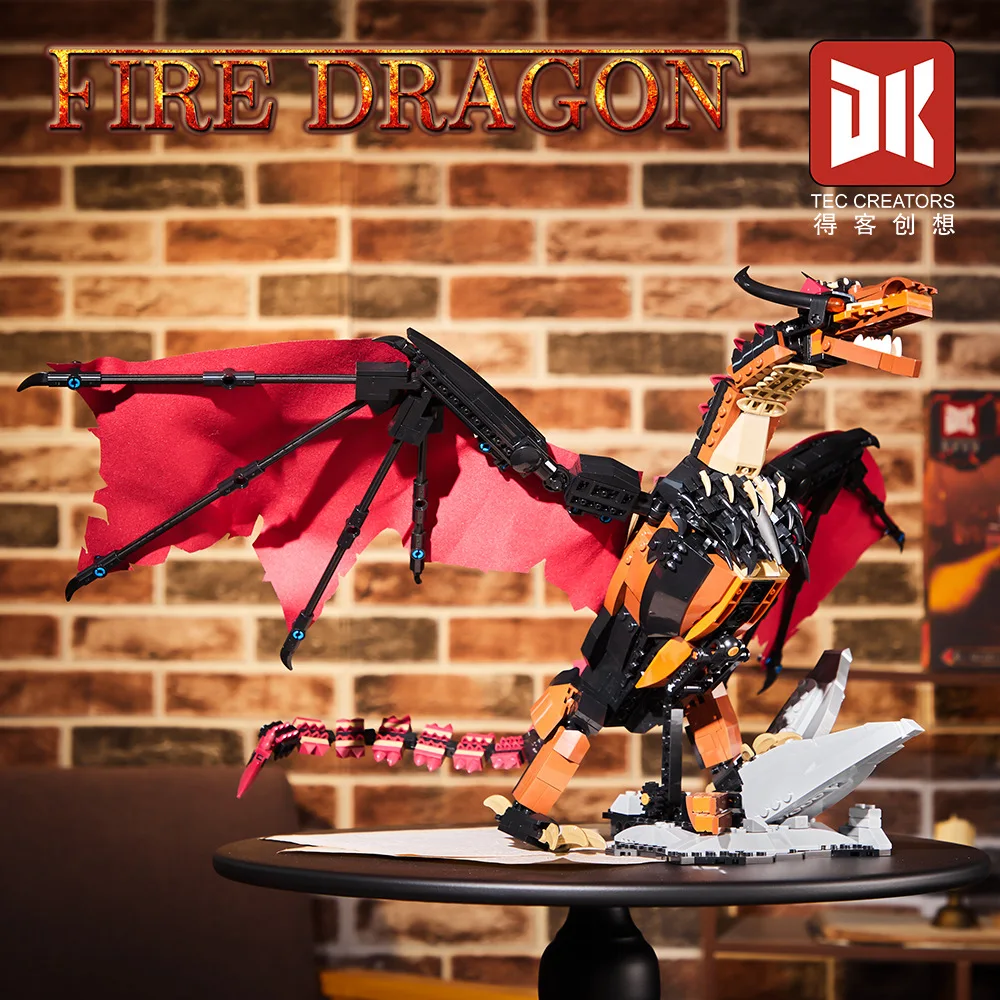 En STOCK 7070 7071 MOC dragón de hielo y dragón de fuego bloques de construcción modelos de juguete para ensamblaje para niños conjunto de regalo de Navidad