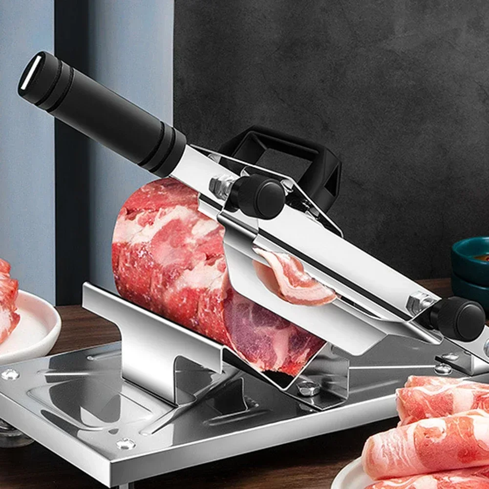 Meat Cutting Machine Stainless Steel Slivery Manual Meat Slicer Adjustable Vegetable Mutton Roll Cutter Tool Kitchen Accessories