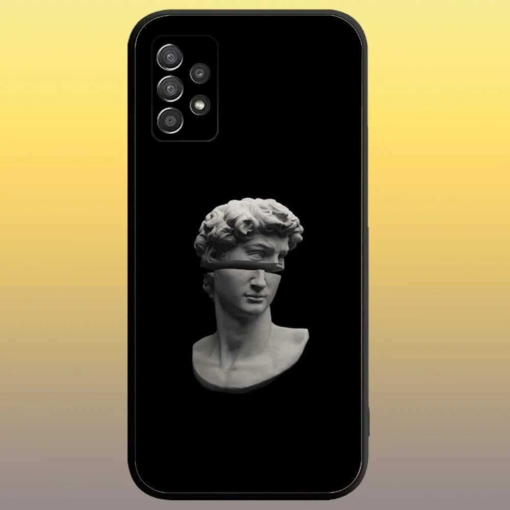 Greek God Statue Face Phone Case for SamsungA 91,80,73,72,71,70,53,52,51,42,41,40,32,31,30,22,21,20,13 S 4G 5G Soft Black Case