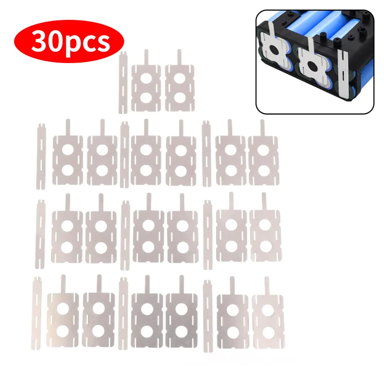 30pcs 18650 Lithium Battery Nickel Sheet Polygonal Battery Nickel Sheets For Spot Welding Machine Batteries Connection Sheet
