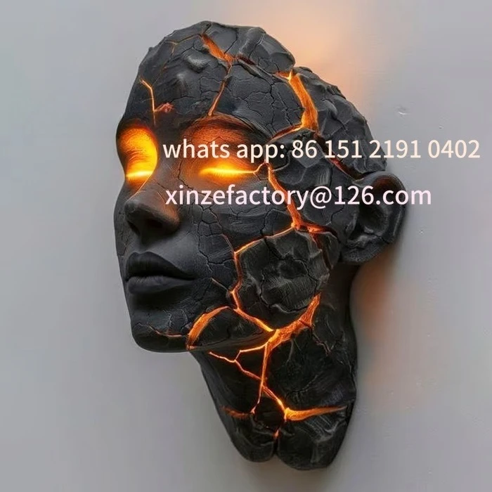 Customizable Creative Resin Wall Light Cracked Soul Design Decorative Lamp Artistic Wall Mounted Lighting Fixture For Home Bar C