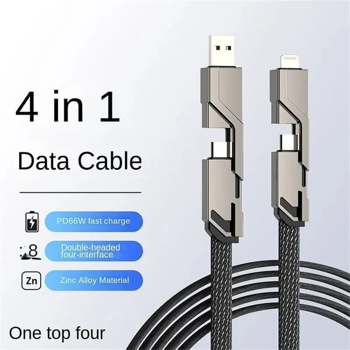 DteeDck 4 in 1 Fast Charging Cable USB A to 8Pin Cable for iPhone 12Pro Max 13 14 USB C to Type C Wire For Samsung Xiaomi OPPO