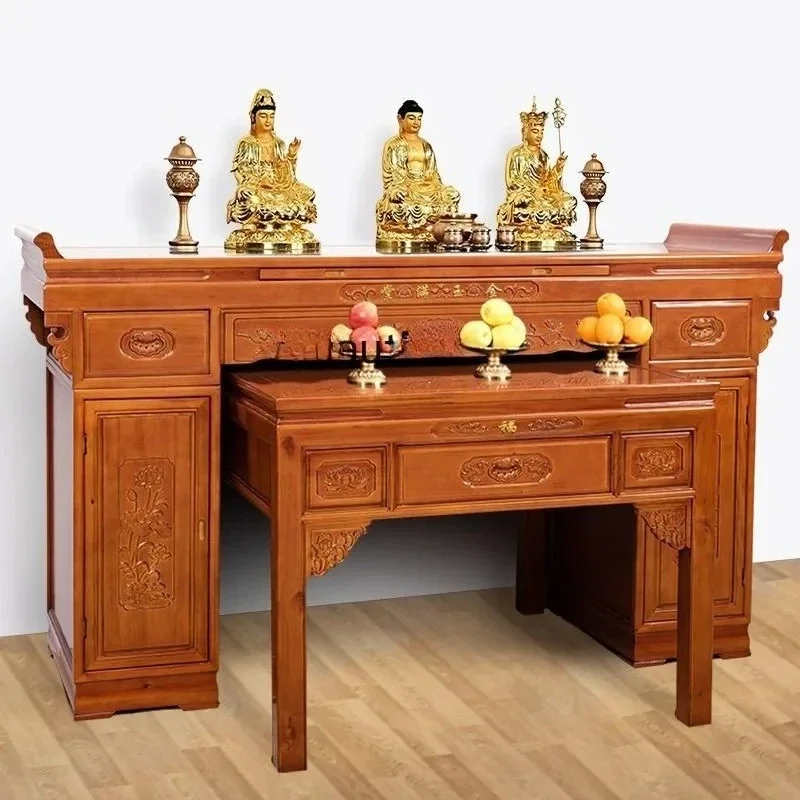Modern simple eight immortals table solid wood Chinese Buddha table incense case family hall cabinet living room god table