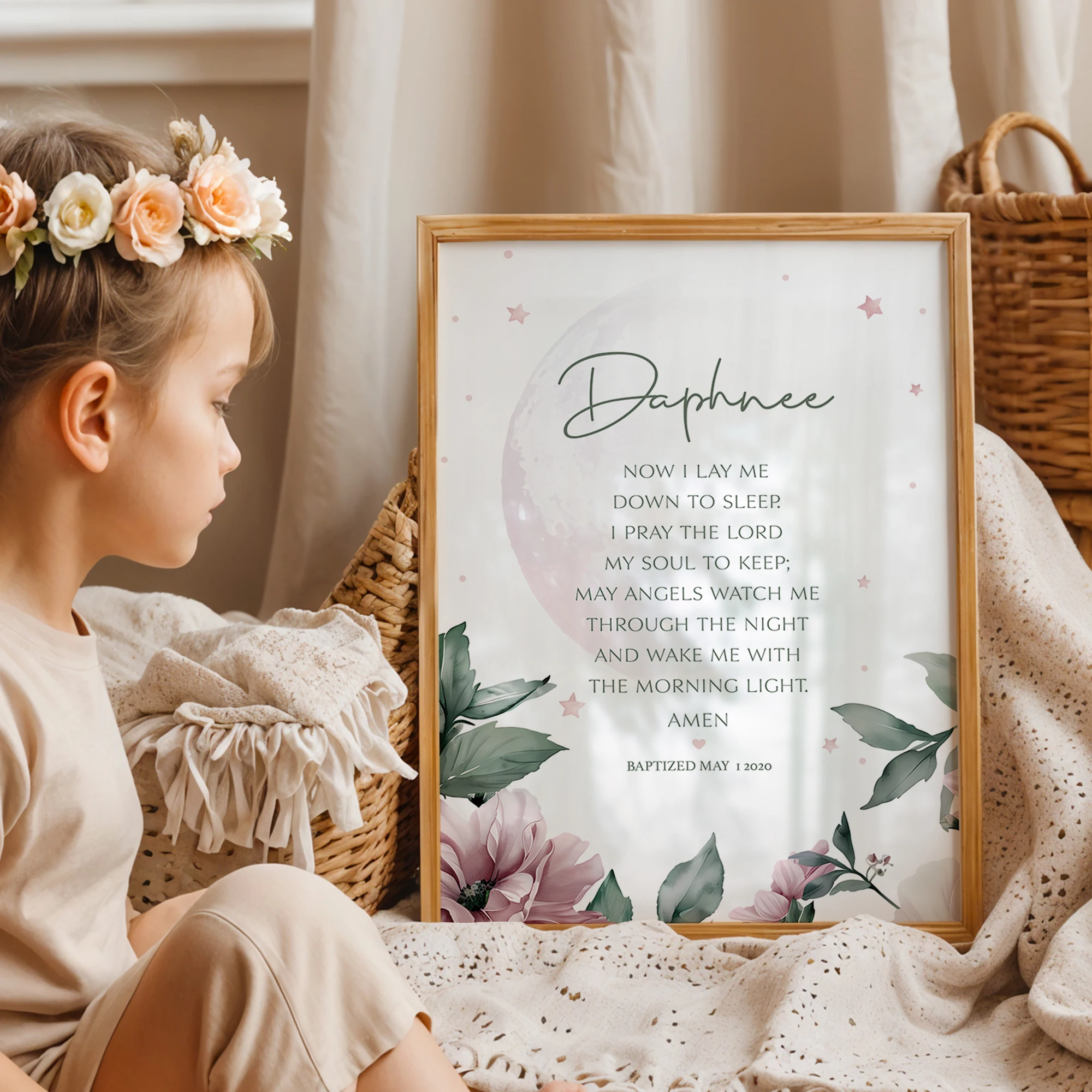 شخصية النوم في الليل هدايا المعمودية مخصص جدار الفن الطباعة قماش اللوحة المشارك صورة غرفة المعيشة ديكور المنزل #4