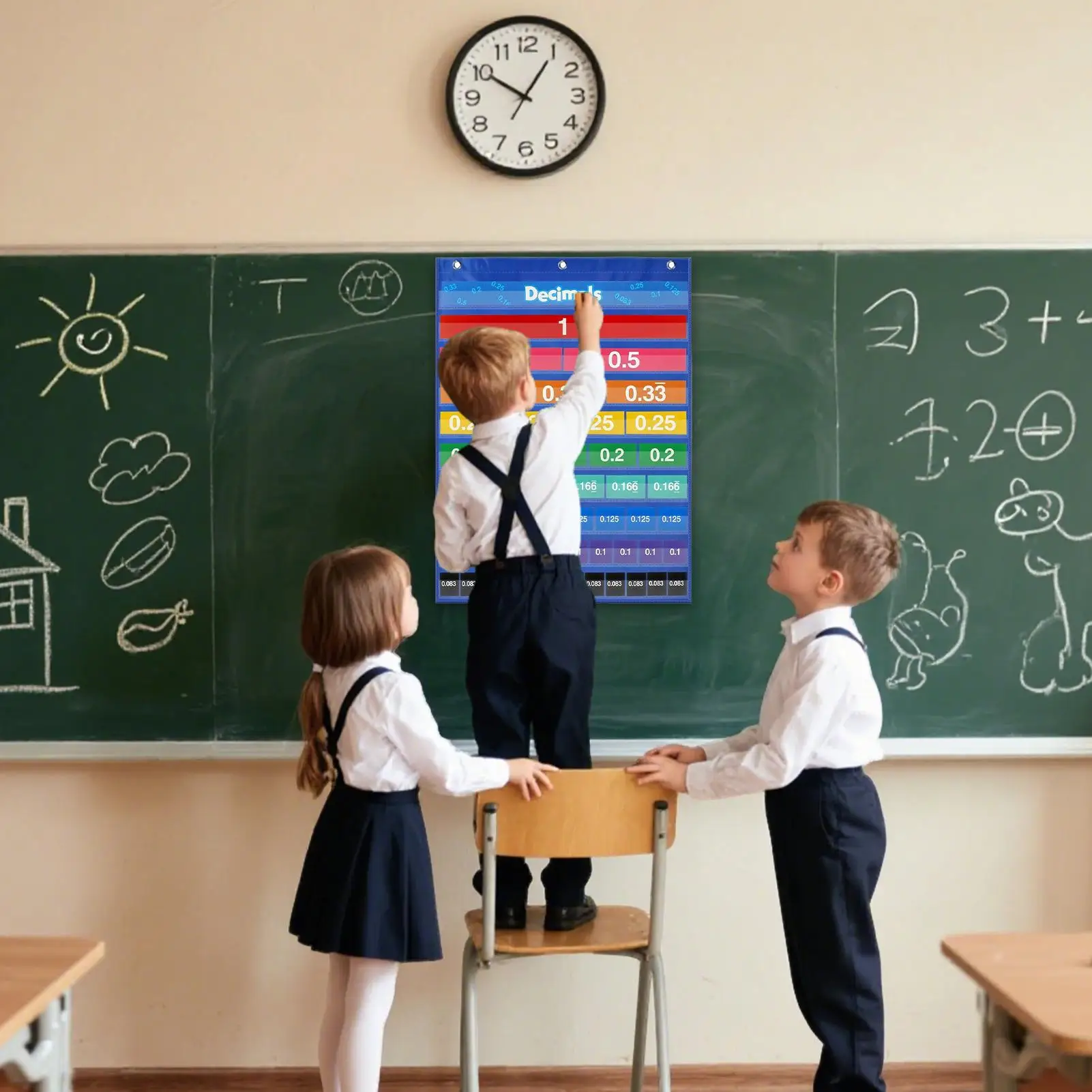 Pocket Chart For Classroom Decimal Fraction Cards Educational Board Math Learning Tool Activities For School Teacher Teaching