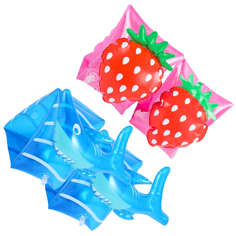 

2Pairs Children Inflatable Swimming Sleeves Double Airbag Design PVC Kids Arm Floats Pool Beach Use Children Arm Floats