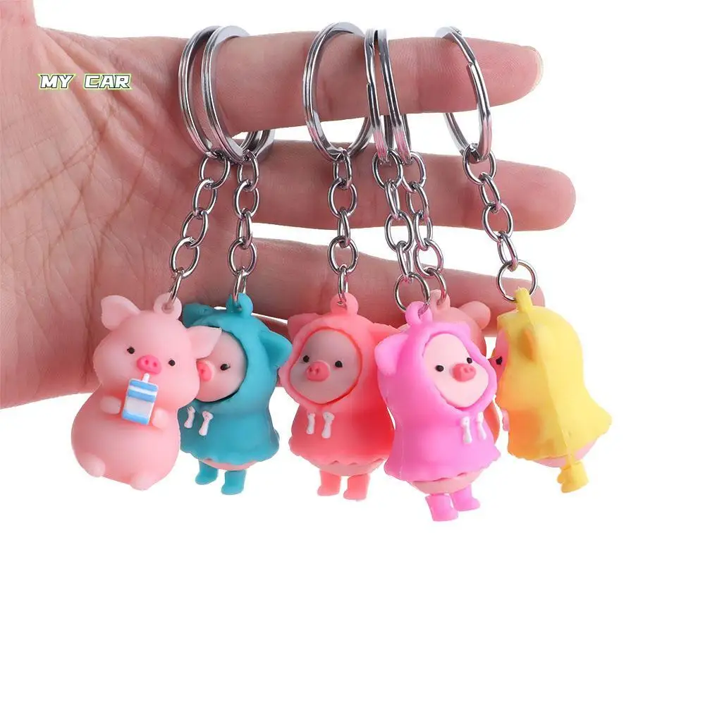 

Car Keyring Keychain Pendant Cartoon Pig Backpack Pendant Jewelry Pig Pendant Key Chains Milk Pig Keyring Raincoat Pig Keychain