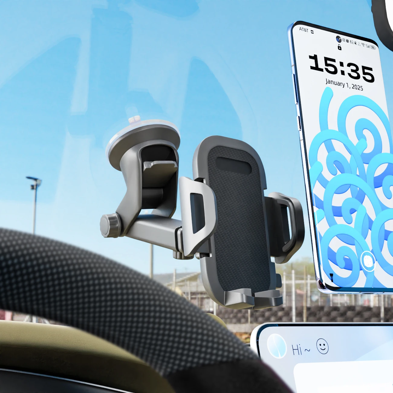 Suporte universal do telefone móvel, Ventosa do painel do carro, Haste telescópica image 4