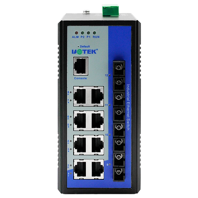 Switch Ethernet gestito industriale UOTEK 100M 12 porte con porta SC Switch Ethernet di alta qualità UT-62408F-8T4SC-BNF