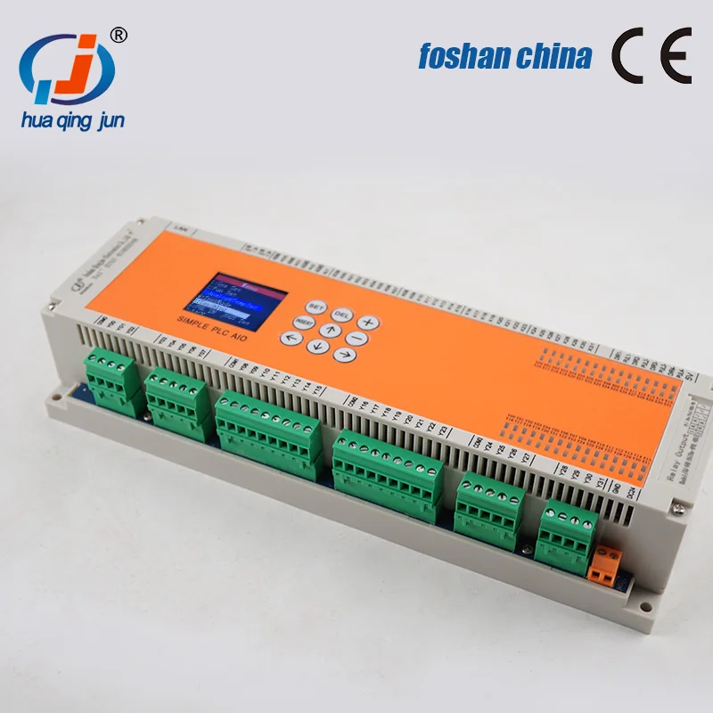 

Huaqingjun 32DI 32DO Транзисторный выход ПЛК 2AI 2AO Импульсные выходы RS485 Modbus ПЛК для системы HVAC
