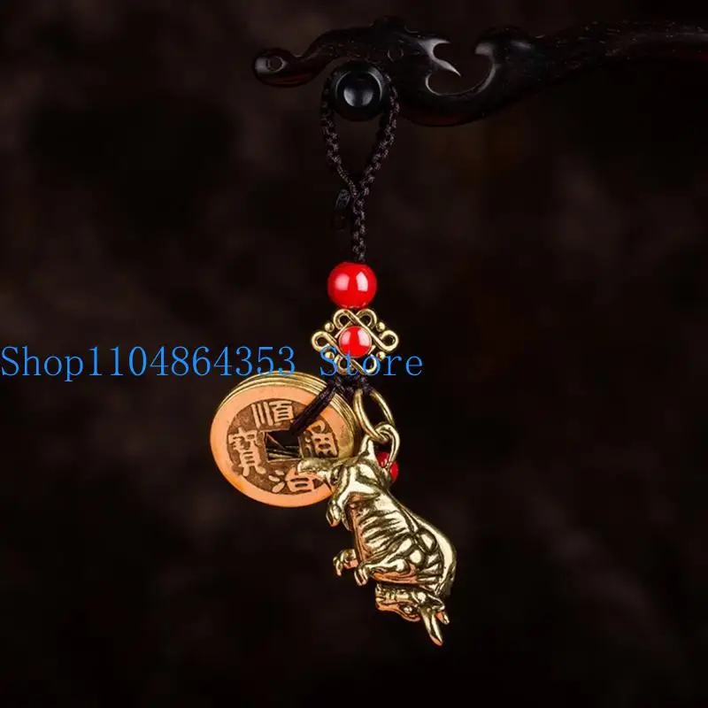 652F Practical Sturdy Brass Zodiacs Keychain Charm Pendant Portable for Animals Zodiacs Lovers and Stylish Accessory Fan