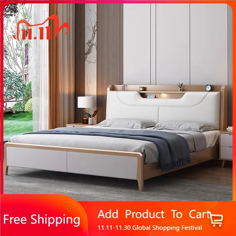 

Minimalist Princess Bed Bedroom Aesthetic Modern Trendy Beauty Multifunctional Bed Wooden Letto Matrimoniale Salon Furniture