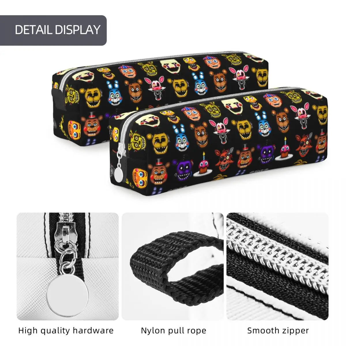 Imagem -05 - Fnaf Anime Cartoon Lápis Cases Horro Game Lápis Porta Caneta para Menina e Menino Bolsas de Grande Capacidade Material Escolar Acessórios