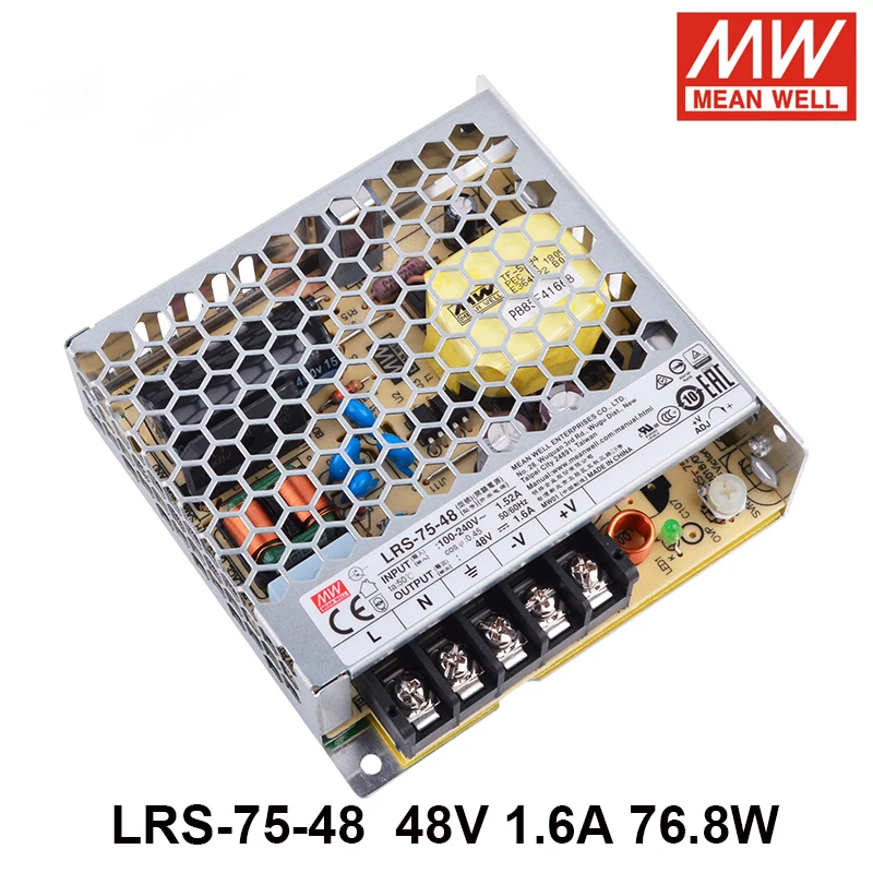 Original Mean Well LRS-75-48 85-264V AC TO DC 48V 1.6A 76.8W Single Output Switching Power Supply Meanwell Led Driver