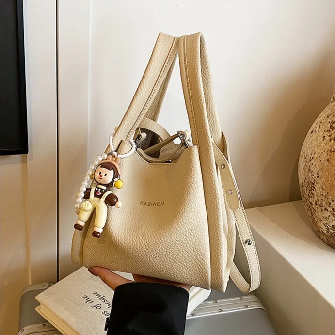 

Мини-сумка-ведро из текстурированной кожи 2025 года с верхней ручкой и шикарная универсальная сумка через плечо, женский модный аксессуар