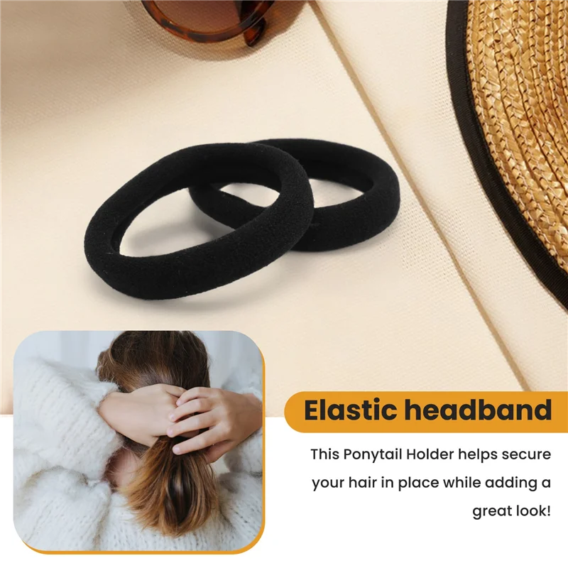 

A92P 5 Pcs Black Stretchy Band Hair Tie Ponytail Holders