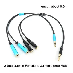 Headphone Splitter for Computer 2 Dual 3.5mm Female to 3.5mm stereo Male AUX Audio Y Splitter Cable Headset to PC Adapte