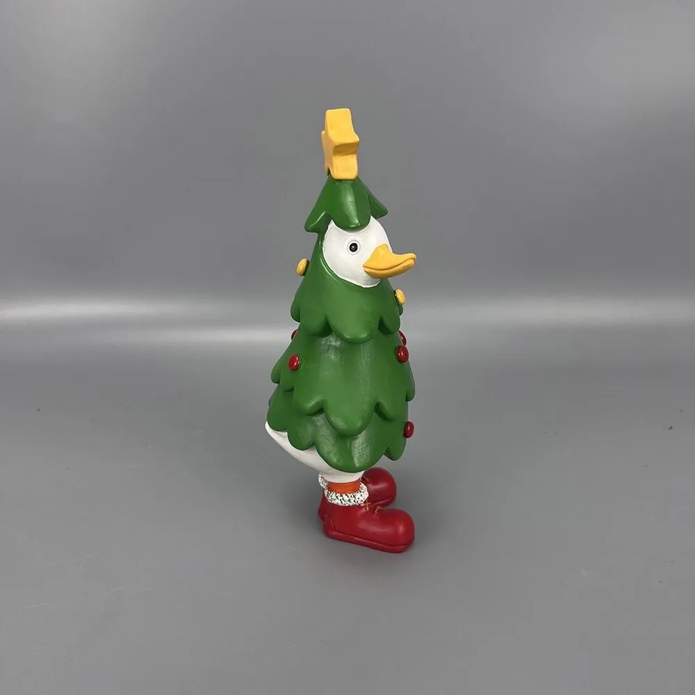 Durable Christmas Duck Figurine Vibrant Colors Exquisite Resin Animal Statue Miniature Fine Texture Holiday Desktop Decoration