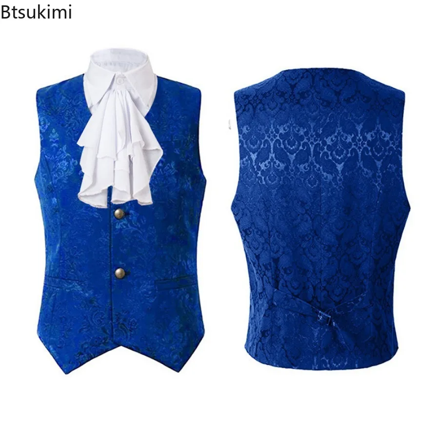 2025 Vintage Men Vest Renaissance Steampunk Sleeveless Jackets Gothic Jacquard Single Breasted Waistcoats Cosplay Costumes Male