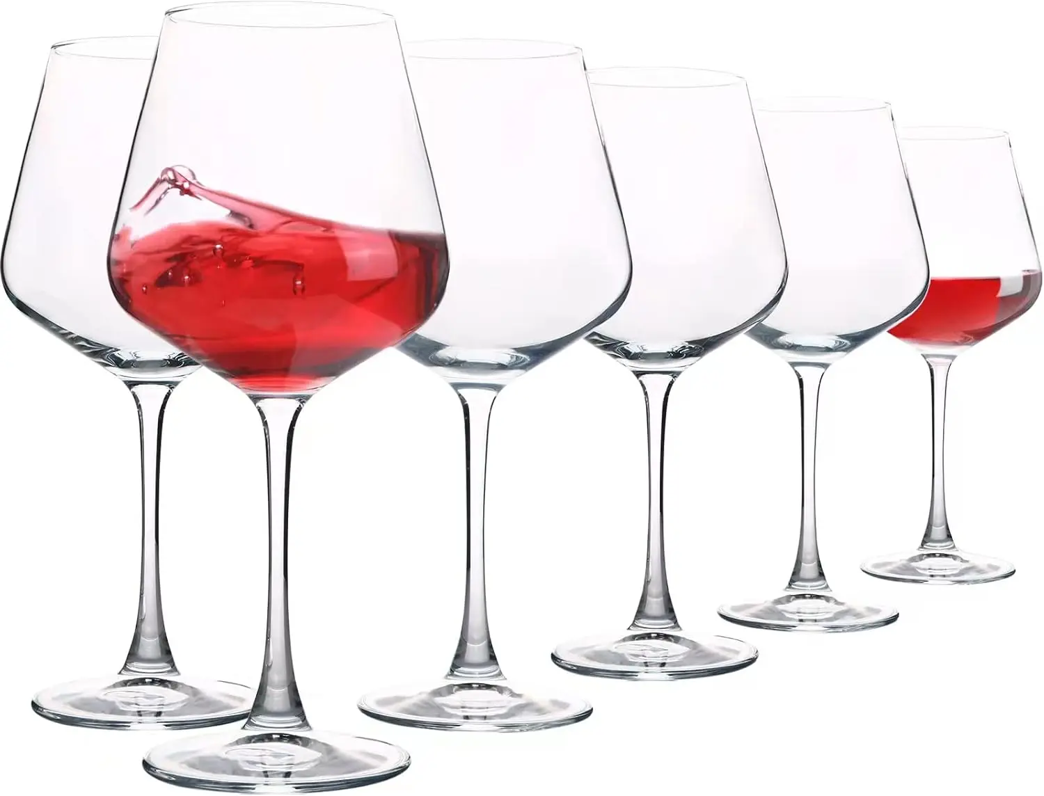 

20 Ounce Burgundy Wine Glasses, Long Stemmed Premium Wine Glasses Set of 6, Crystal-clear