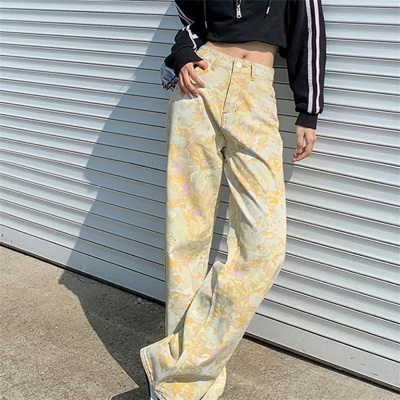 Herbst Retro Jacquard Design Gedruckt Baggy Jeans Für Mann Hip Hop Mode Gerade Denim Pantalones Y2K Streetwear Breite Bein Jean