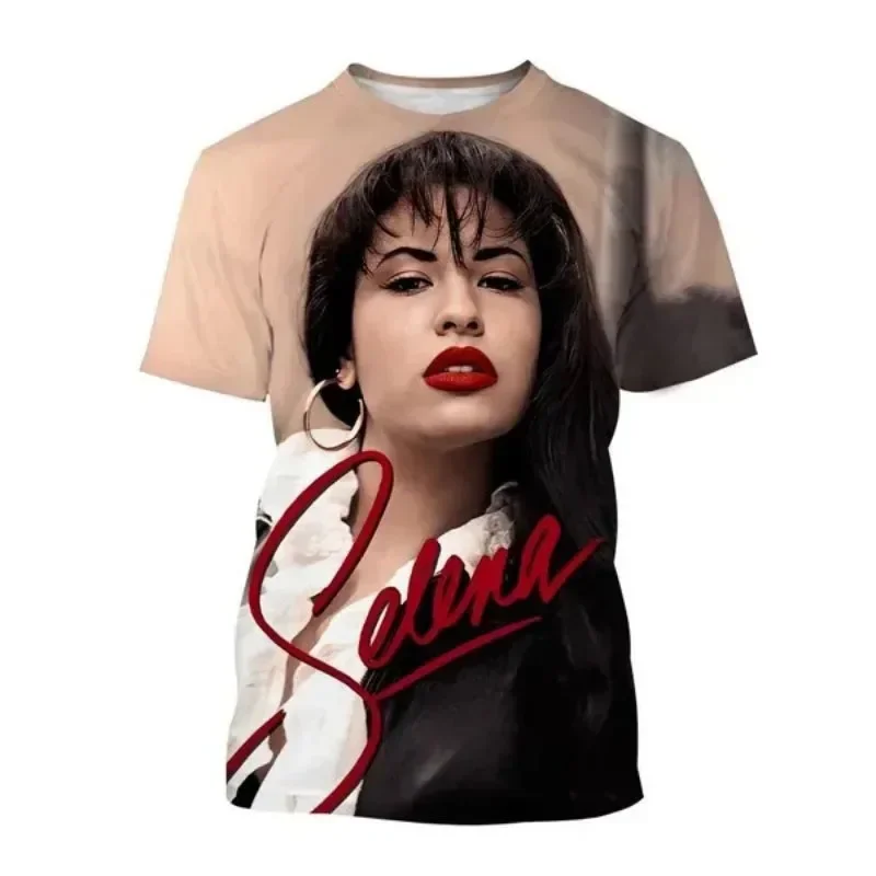 Selena Quintanila, camiseta deportiva transpirable de secado rápido con estampado 3D de talla grande para hombre, pantalón corto informal de moda urbana de cantante de Hip-hop de manga