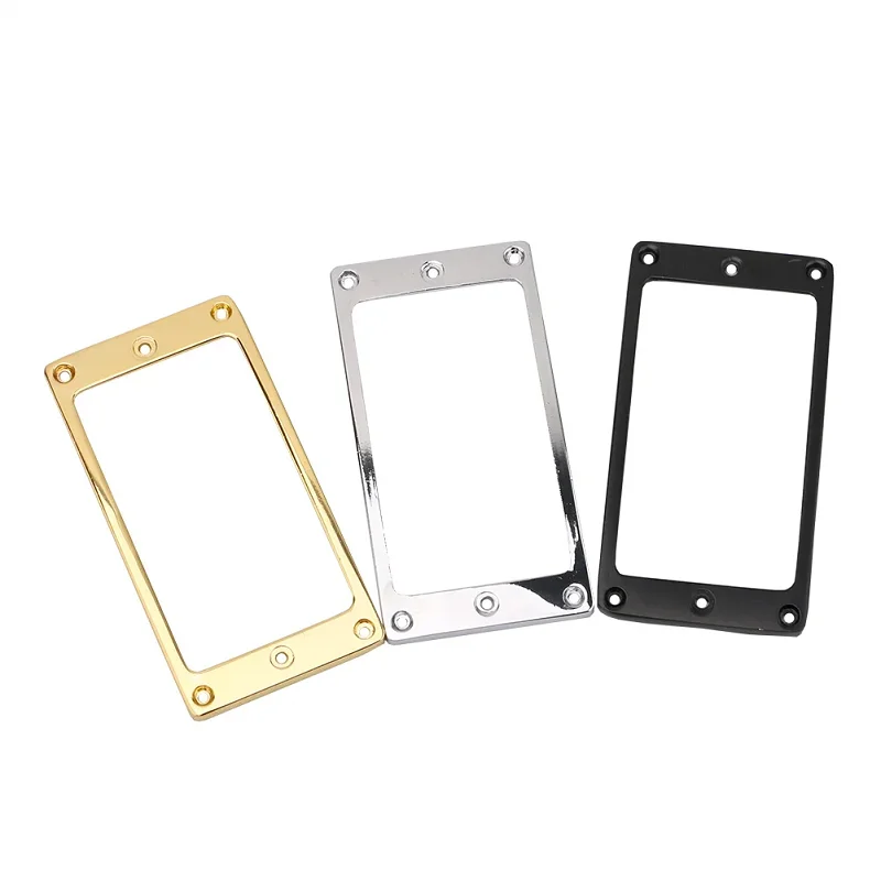 2 Pieces Electric Guitar Pickup Flat Base Metal Replacement Mounting Inside Frame Guitar Surround Humbucker Gold/Silver/Black