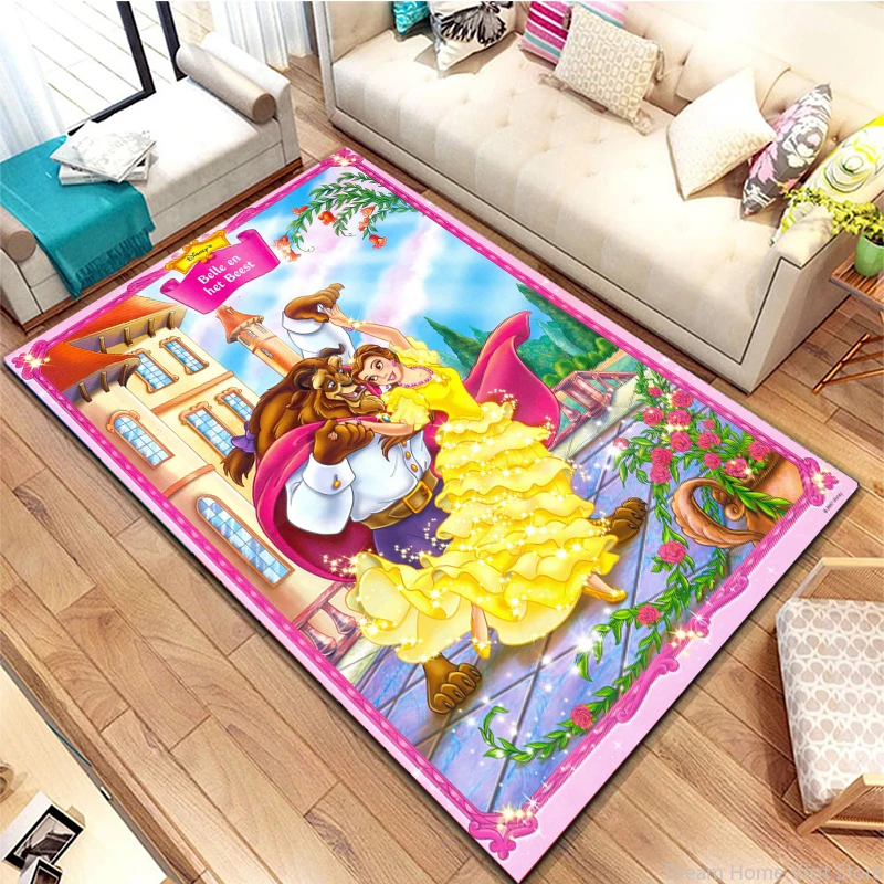 

Disney Beauty and the Beast Belle Princess Cartoon Rug Carpets for Living Room Bedroom Bathroom Sofa Doormat Non-slip Floor mats