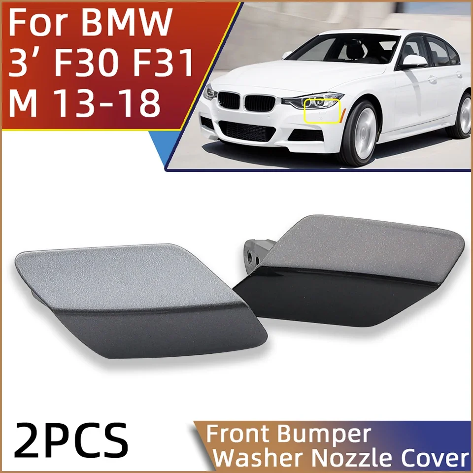 2Pcs For BMW 3 F30 F31 M-Sport 320 323 325 328 330 335 2014 2015 2016 2017 2018 Front Bumper Headlamp Washer Nozzle Cover Cap