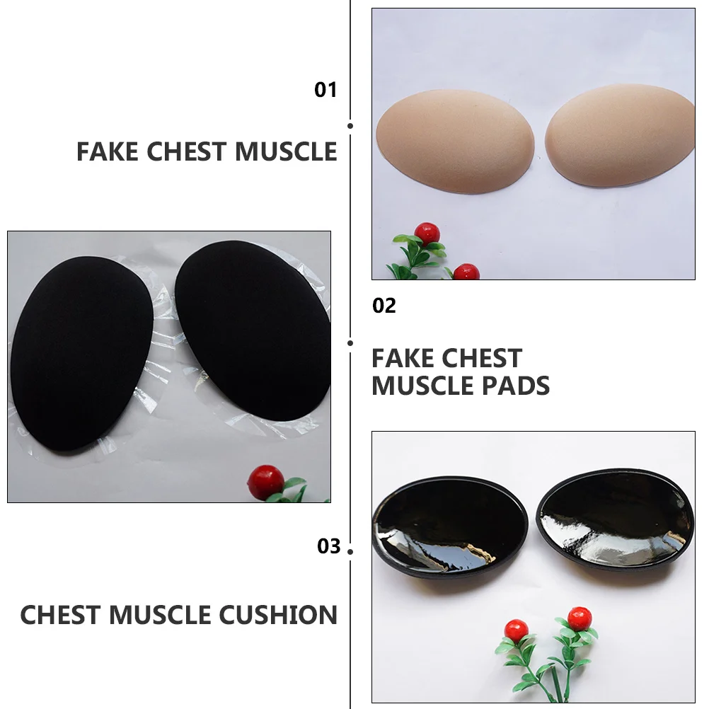2Pairs Men Chest Muscle Pads Safe Comfortable Adhesive Pads for Instant Muscular Transformation Chest Muscle Cushion