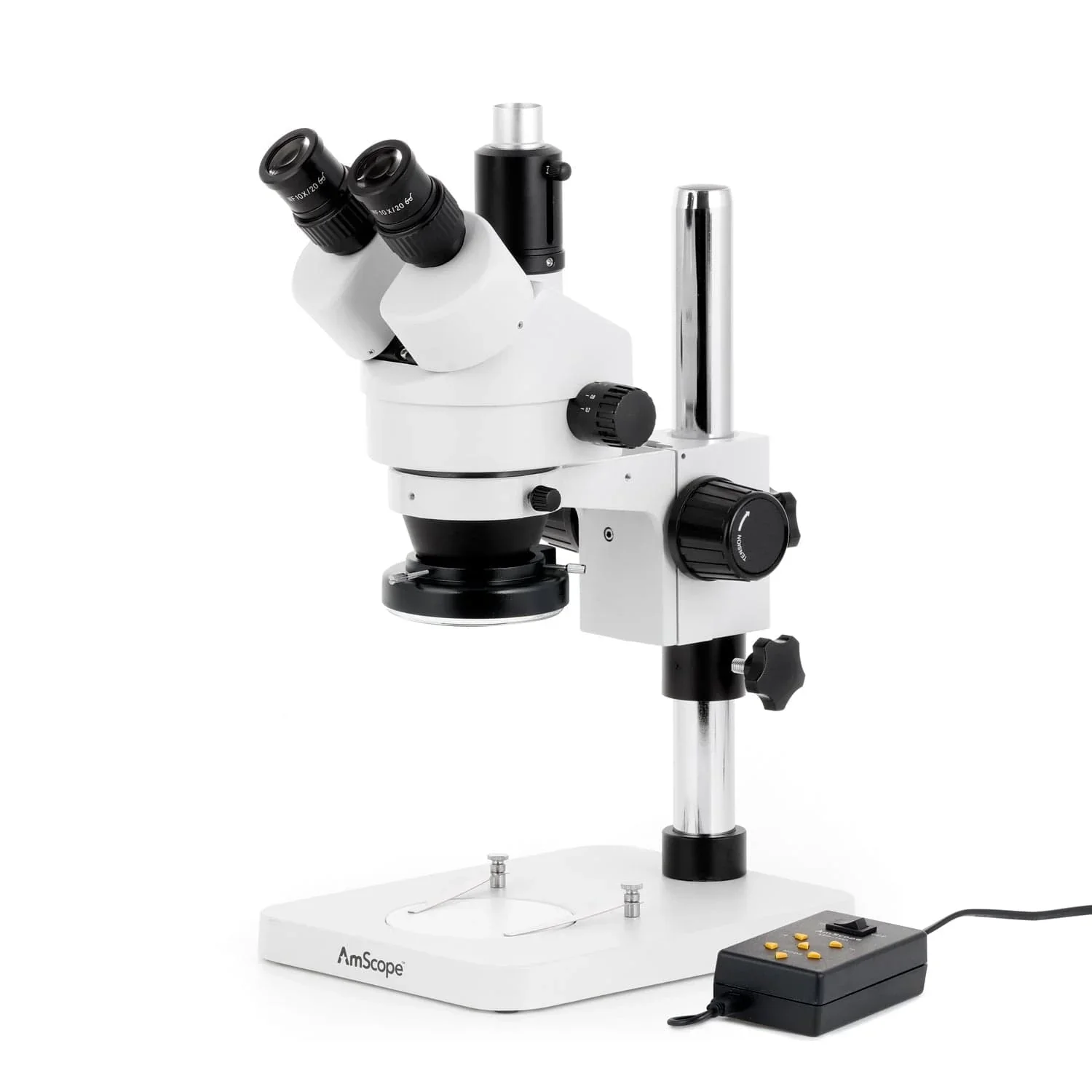 

AmScope Zoom Trinocular Stereo Microscope 7X-45X+ Multi-Zone 144 LED on Pillar Stand