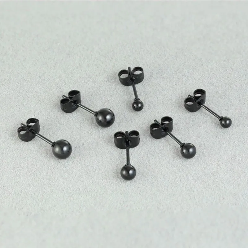 3/4/5mm Stainless Steel Round Ball Bead Stud Earrings Cartilage Piercing Jewelry for Women Girl