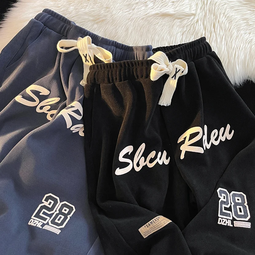 

Men's Retro Sport Pants High Street Casual Straight Leg Long Trousers Spring Autumn Faionable Loose Fit Streetwear