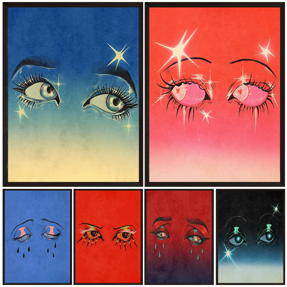 Tristeza y alegría cuadro sobre lienzo para pared abstracto, ojos son las ventanas al alma, póster artístico Vintage e impresión decoración del hogar
