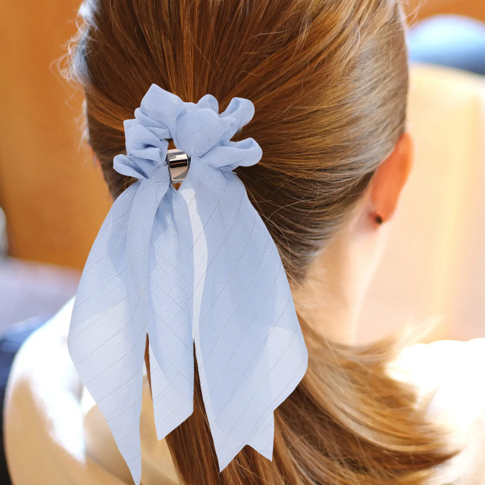 

4 pcs Bowknot Scrunchies For Women Solid Color Hair Ties Lightweight Stretchy Ponytail Holders Ribbon Bows Vintage Hair