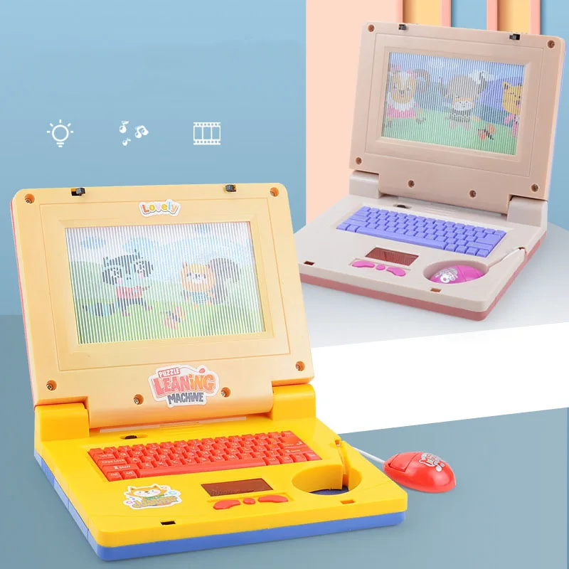 Kinder Mini Simulation Notebook Licht Musik Cartoon Laptop Computer Aufklärung Bildung Multi-funktion Elektronische Spielzeug Geschenk