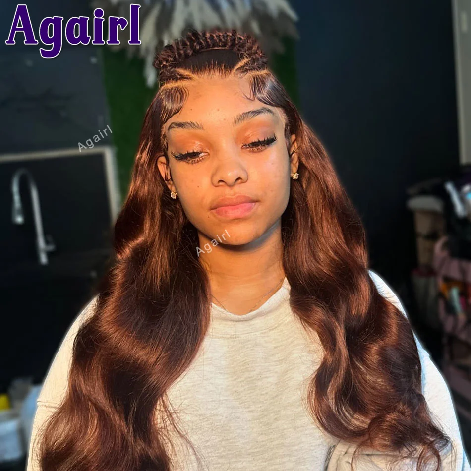 Perruque Lace Front Body Wave Naturelle Brun Chocolat pour Femme Africaine, Cheveux Humains Colorés, 13x4, 13x6, 5x5, 200%