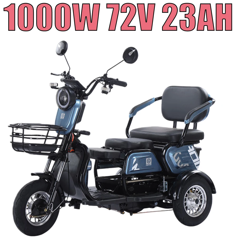 Electric Tricycle For Transporting Leisure Children And The Elderly Pick Up And Drop Off Children 1000W72V22AH Electric Scooter