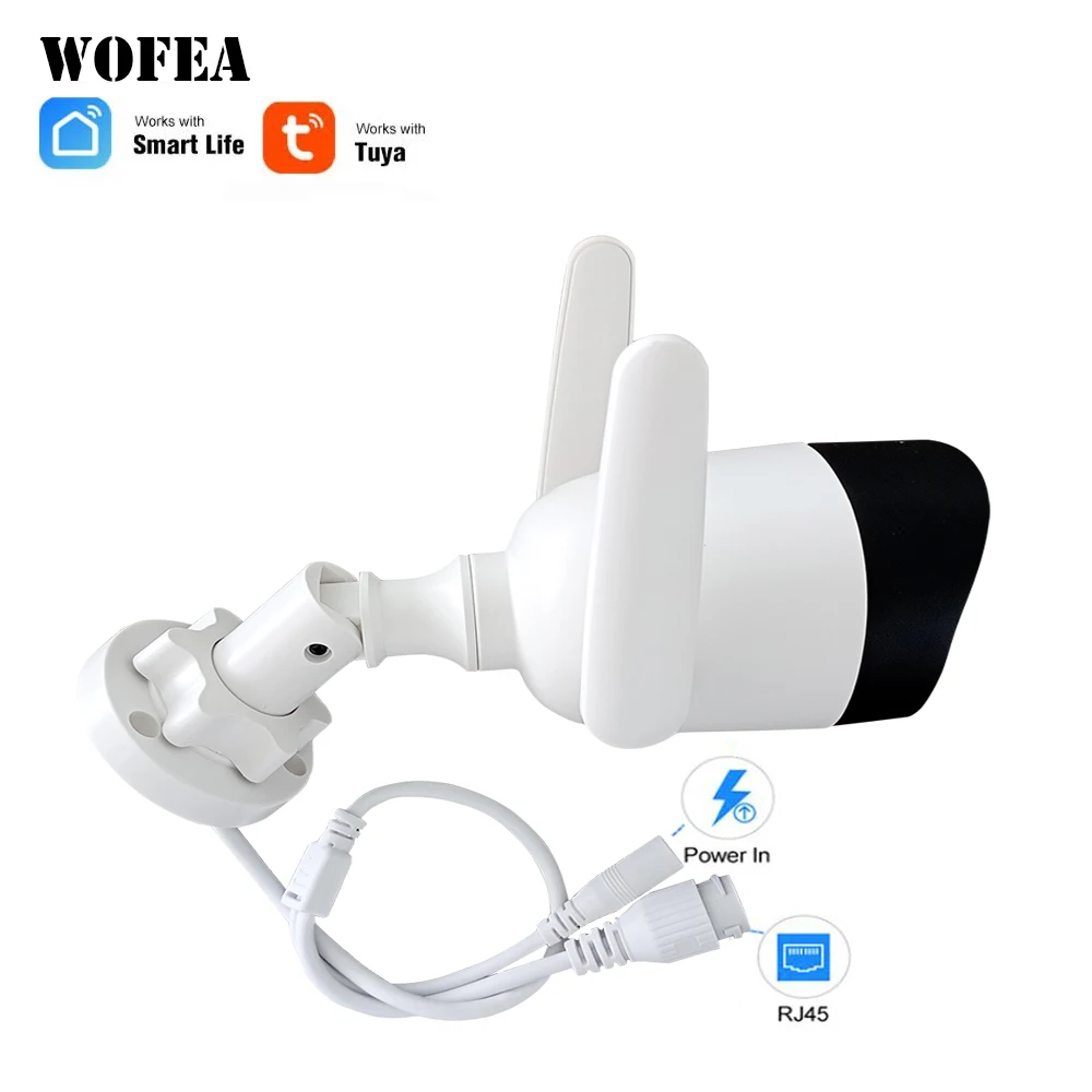 WOFEA Tuya Smart Life Cloud Wireless Wifi IP Outdoor Camera 2MP Intelligent Auto Tracking Of Human1080P IP66 Waterproof W RJ45