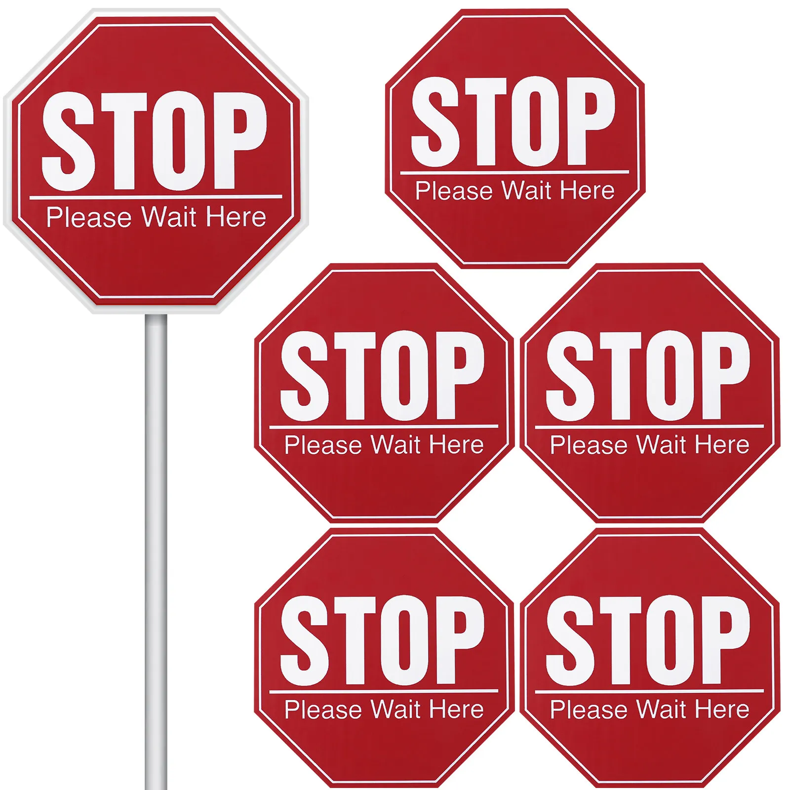 5Sheets Social Distancing Stickers Large Letter Printed Floor Decals Easy Remove Residue Free PVC Warning Signs for Workplaces