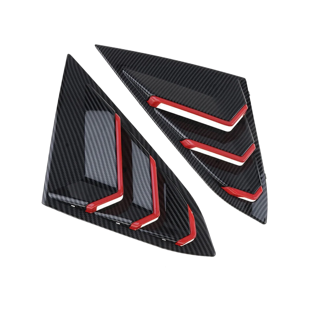 

For Honda Civic 2016-2021 Sedan Rear Side Vent Quarter Window Louver Cover Triangular Window Trim Carbon Fiber Red