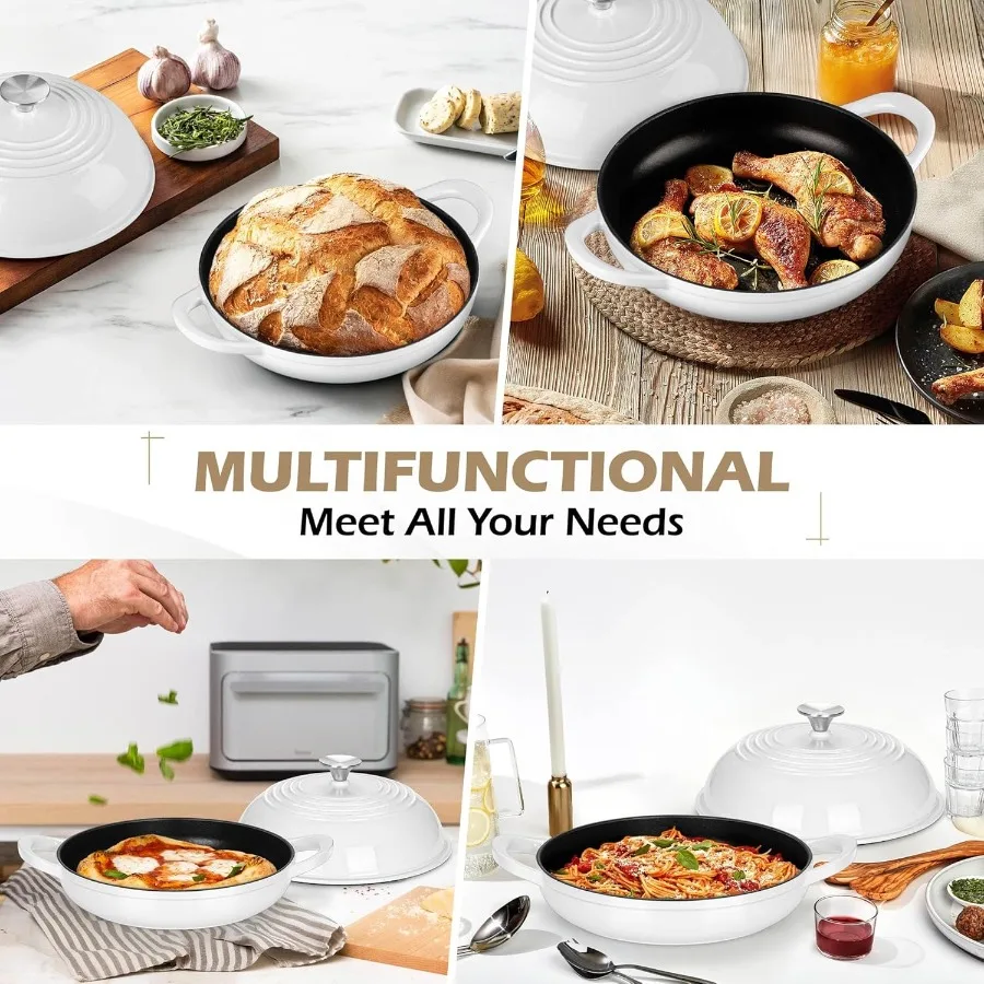 Голландская печь для хлеба для выпечки на тыкве 5,5 QT Эмалированная чугунная голландская печь с крышкой Форма для хлеба на тыкве с сверхмощными Dua