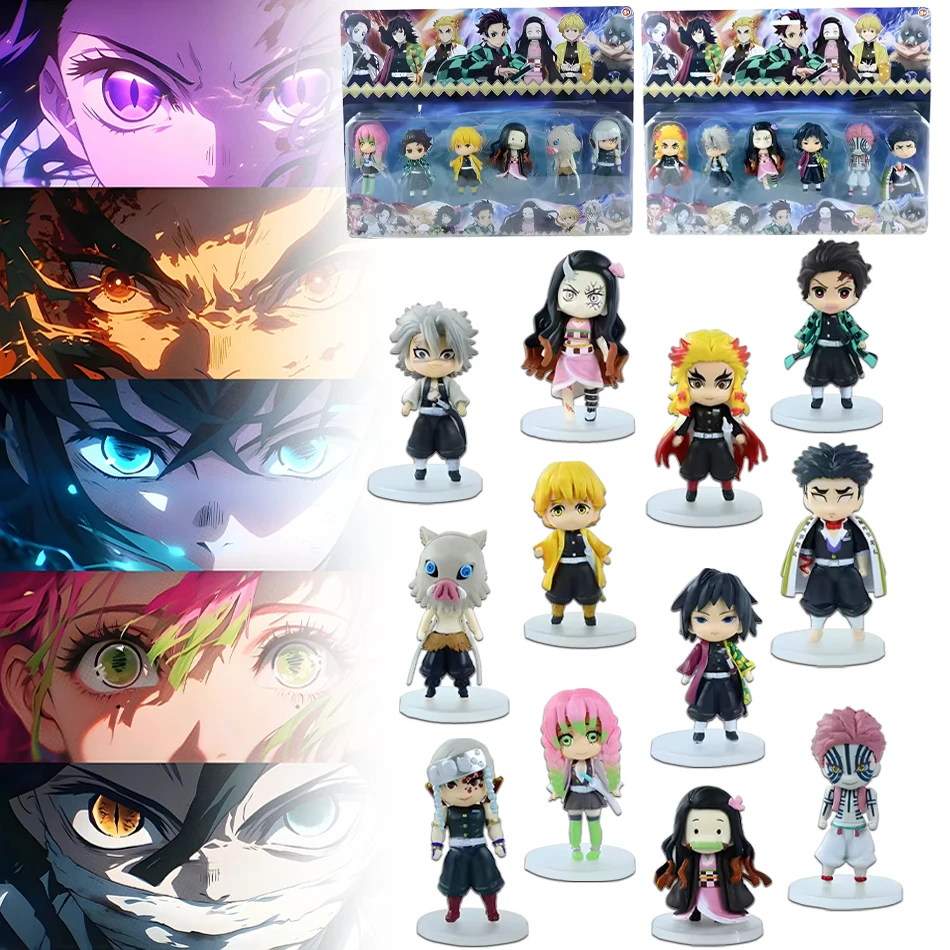 

Набор из 6 фигурок Demon Slayer (Истребитель демонов) в стиле Q, стоячая поза, полный комплект: Танджиро, Незуко. Коллекционные фигурки для декора стола, подарки для фанатов аниме.