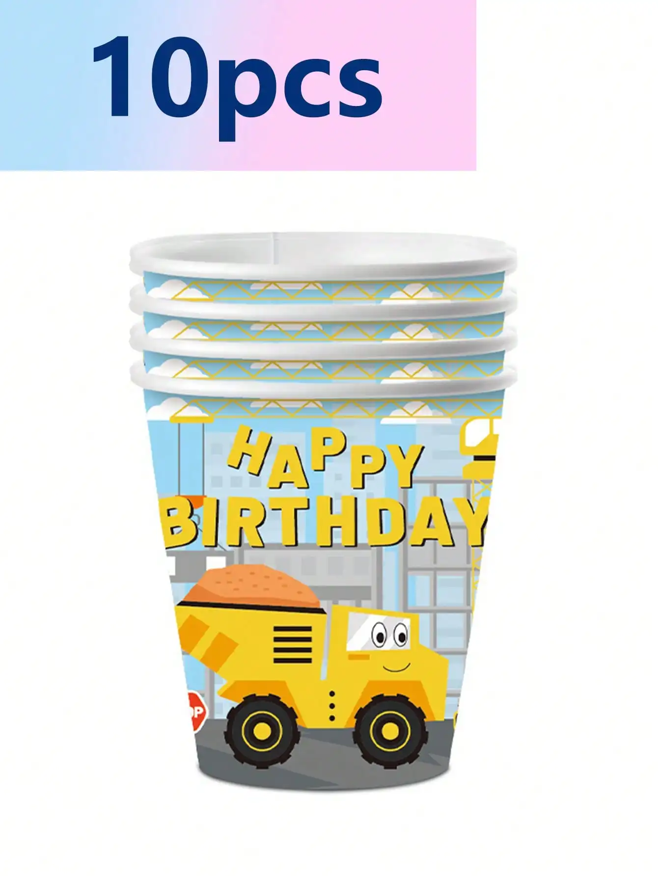 Bagger Fahrzeug Thema Party Cartoon LKW Teller Pappbecher Taschentuch Traktor, Festival Feier, Geburtstag Party Supplies – Detail 5