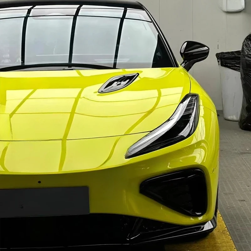 High Quality Factory Supply 1.52x17M Glossy Lemon Yellow Car Wrap Vinyl Film Auto Body Color Change Modification Accessories