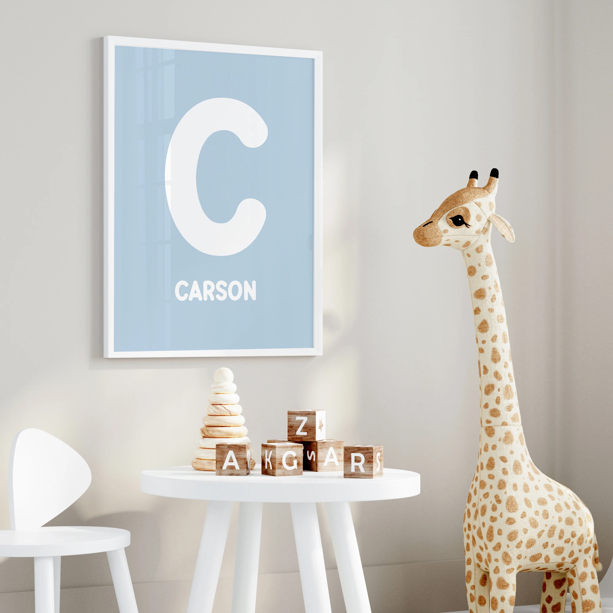 3pcs Personalized Custom Name Cartoon Bule Car Wall Art Print Picture Canvas Poster Painting For Living Child Room Home Decor - view 3