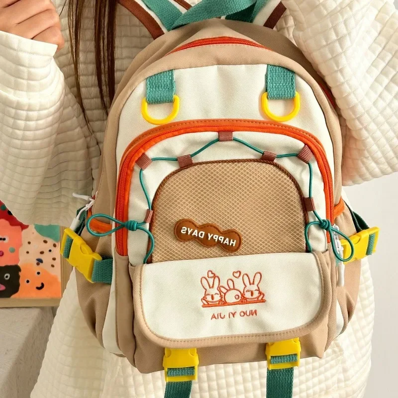 MBTI, bonita mochila para mujer, moda coreana de nailon, informal, Color contrastante, nueva mochila ligera, bolso de diseñador de estilo