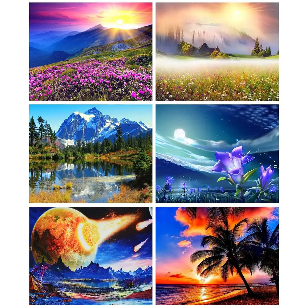 

GATYZTORY Diamond Painting Tree Landscape Diamond Art Handmade Rhinestones Full Kits Gift Embroidery Scenery Home Decor