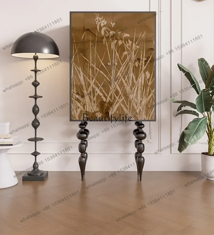Customization French Medieval Solid Wood Living Room Chest Cabinet Room Storage Locker Wall Tall Cabinet